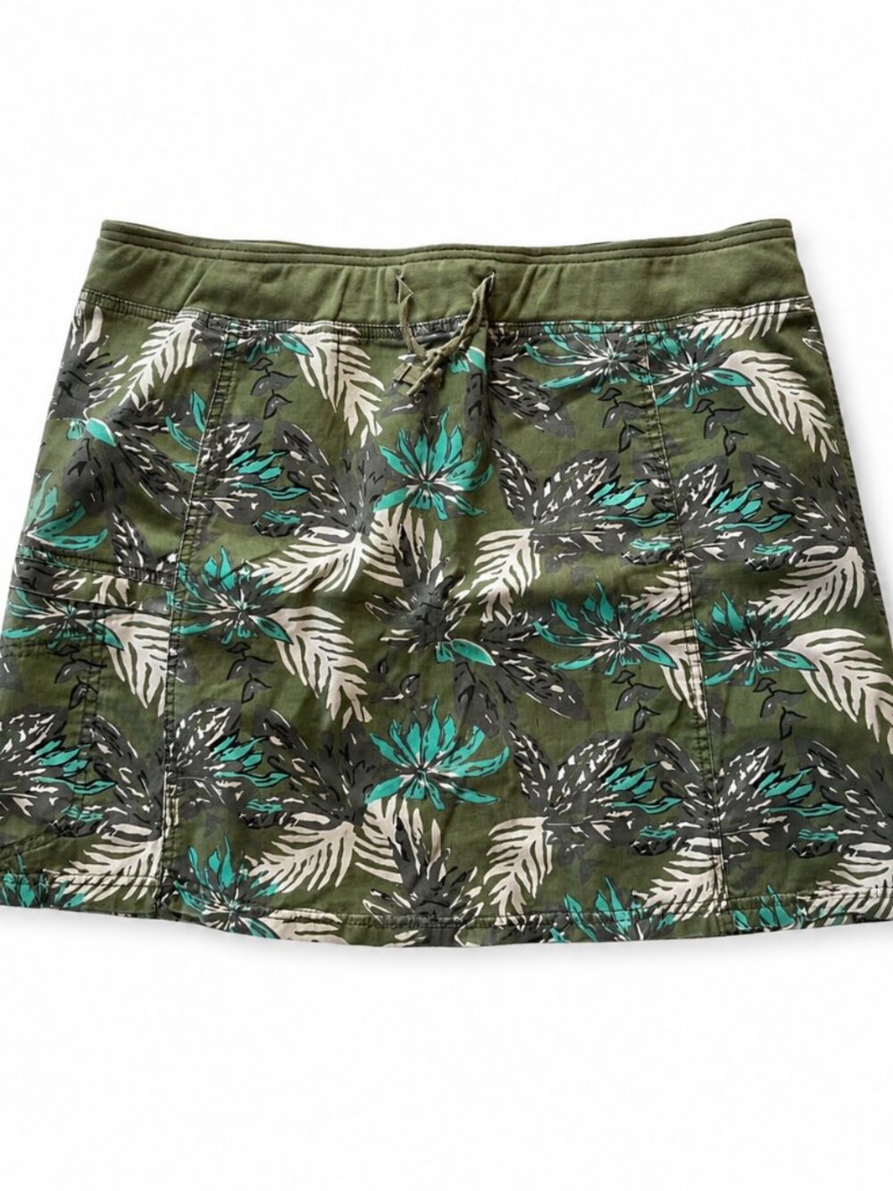 Aventura Tropical Palm Leaf Skort Organic Cotton Olive Green Size 10